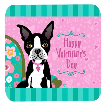 Happy Valentines Day Boston Terrier Foam Coasters- Set Of 4